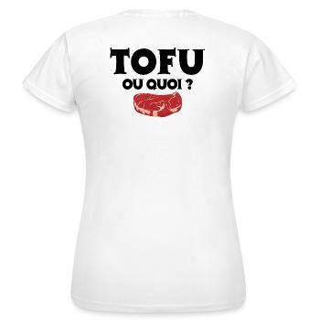végétarien, végan, tofu - T-shirt Femme - blanc - Dos - AI Model Female 172 dark (172cm)