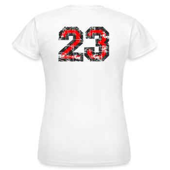 Zahl 23 (Vintage Rot) 23. Geburtstag Nr. 23 - Frauen T-Shirt - Weiß - Hinten - AI Model Female 172 dark (172cm)