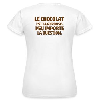 Chocolate, Chocolate Humor, I Love Chocolate - Women's T-Shirt - white - Back - AI Model Female 172 dark (172cm)