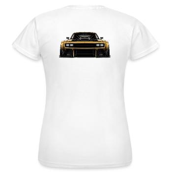 PROJET N°001 – Maître Héros | Automobile Premium - T-shirt Femme - blanc - Dos - AI Model Female 172 dark (172cm)