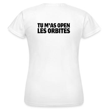 Open your eyes, tell the truth - Women's T-Shirt - white - Back - AI Model Female 172 dark (172cm)