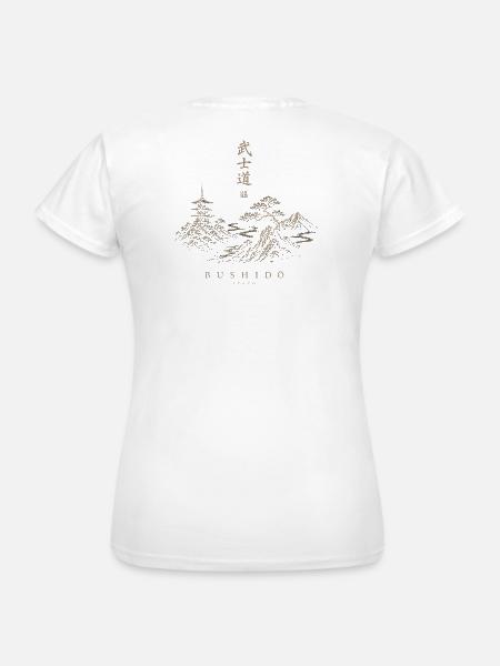 Bushidō Tokio Landschaft Gold - Frauen T-Shirt - Weiß