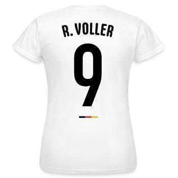 Sauftrikot Deutschland "VOLLER"- Sauf Trikot Malle - Frauen T-Shirt - Weiß - Hinten - AI Model Female 172 dark (172cm)