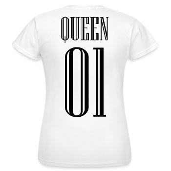 QUEEN KING Partnershirts - Frauen T-Shirt - Weiß - Hinten - AI Model Female 172 dark (172cm)