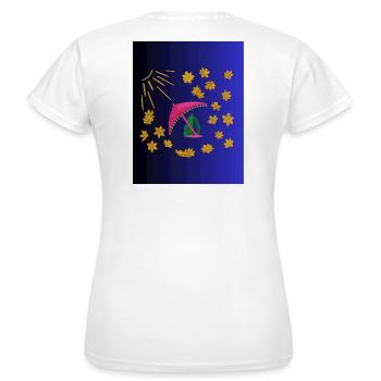 Goldene Blütenparasol im Nachtblau - Frauen T-Shirt - Weiß - Hinten - AI Model Female 172 dark (172cm)