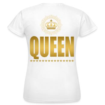 QUEEN - LOGO MIT KRONE - Frauen T-Shirt - Weiß - Hinten - AI Model Female 172 dark (172cm)