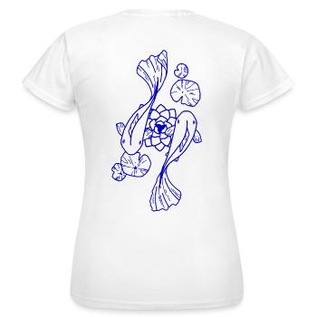 Koi in Tinte - Frauen T-Shirt - Weiß - Hinten - AI Model Female 172 dark (172cm)