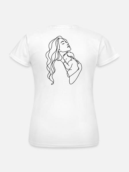 Mama & Baby Line Art - Frauen T-Shirt - Weiß