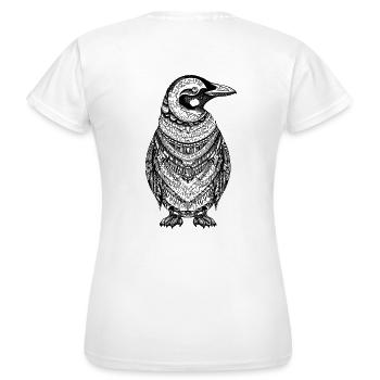 Cooler Pinguin mit Boho Ethno Mustern in schwarz - Frauen T-Shirt - Weiß - Hinten - AI Model Female 172 dark (172cm)