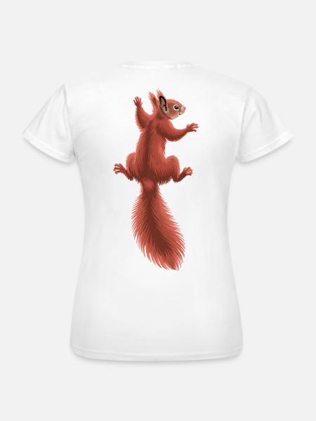 Süßes kletterndes rotes Eichhörnchen - Frauen T-Shirt - Weiß