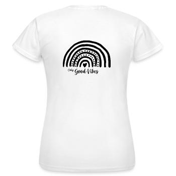 Only Good Vibes. Rainbow cadeau Boho T-shirt - T-shirt Femme - blanc - Dos - AI Model Female 172 dark (172cm)