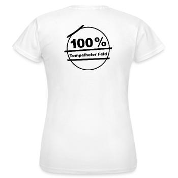 100 Tempelhofer Feld - Frauen T-Shirt - Weiß - Hinten - AI Model Female 172 dark (172cm)
