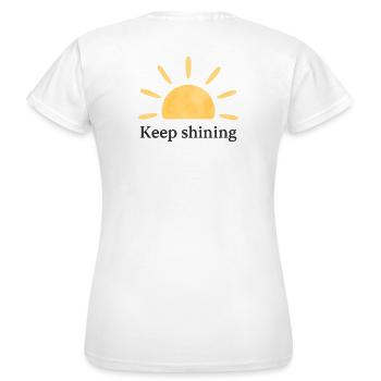Keep Shining – Sonne – Minimalistisch - Frauen T-Shirt - Weiß - Hinten - AI Model Female 172 dark (172cm)