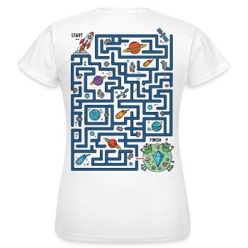 Weltraum Labyrinth Raketenpfad - Frauen T-Shirt - Weiß - Hinten - AI Model Female 172 dark (172cm)
