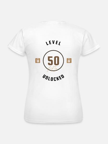 50. Geburtstag Level fifty unlocked, Geschenk - Dame-T-shirt - hvid