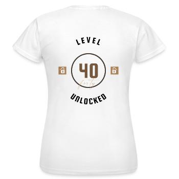 40th Birthday Level forty unlocked, gift - Women's T-Shirt - white - Back - AI Model Female 172 dark (172cm)