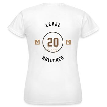 20. Geburtstag Level twenty unlocked, Geschenk - Frauen T-Shirt - Weiß - Hinten - AI Model Female 172 dark (172cm)