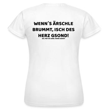 WENNS ÄRSCHLE BRUMMT ... EIN SCHWÄBISCHER SPRUCH - Frauen T-Shirt - Weiß - Hinten - AI Model Female 172 dark (172cm)