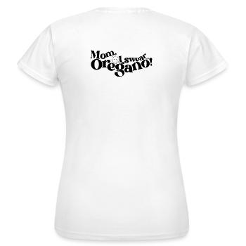 maman, je te jure, c’est une blague sur l’origan, un joint de mariuhana kif - T-shirt Femme - blanc - Dos - AI Model Female 172 dark (172cm)