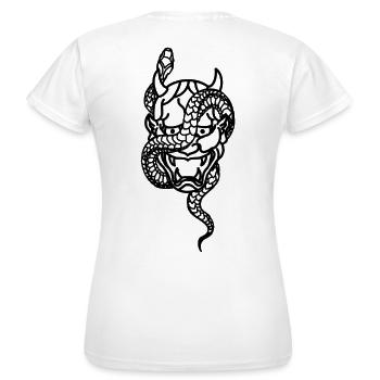 Oni Maske - Frauen T-Shirt - Weiß - Hinten - AI Model Female 172 dark (172cm)