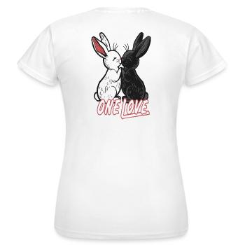 2 mignons lapins noir et blanc - T-shirt Femme - blanc - Dos - AI Model Female 172 dark (172cm)