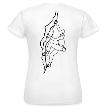 Mann auf kletterwand - Frauen T-Shirt - Weiß - Hinten - AI Model Female 172 dark (172cm)