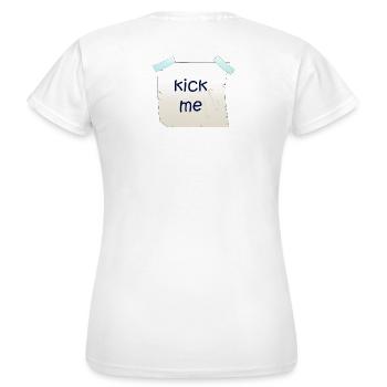 kick me - Women's T-Shirt - white - Back - AI Model Female 172 dark (172cm)