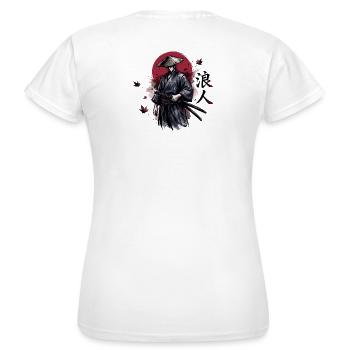Schattensamurai im Herbstrot - Frauen T-Shirt - Weiß - Hinten - AI Model Female 172 dark (172cm)