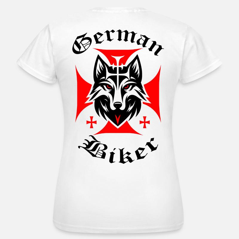 Red Wolf - German Biker - Women's T-Shirt - white