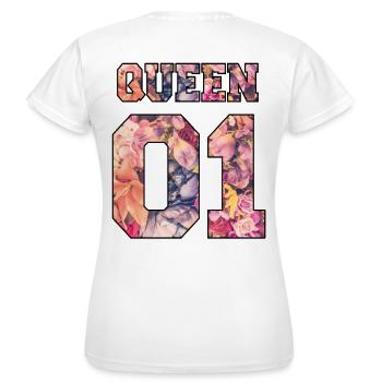 King Queen Partnerlook Rose Love - Frauen T-Shirt - Weiß - Hinten - AI Model Female 172 dark (172cm)