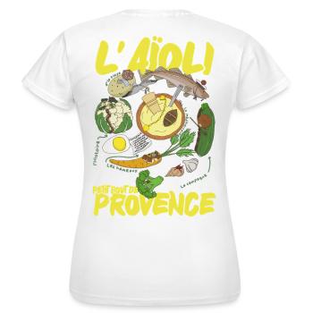 Illustrated Provençal aioli - Women's T-Shirt - white - Back - AI Model Female 172 dark (172cm)