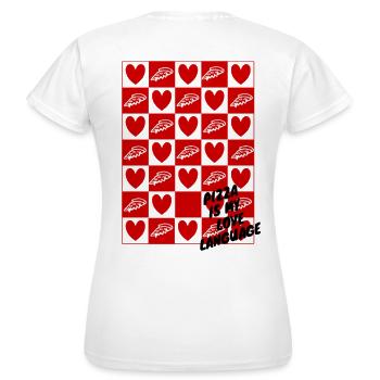 Checkerboard Hearts and Pizza - Women's T-Shirt - white - Back - AI Model Female 172 dark (172cm)
