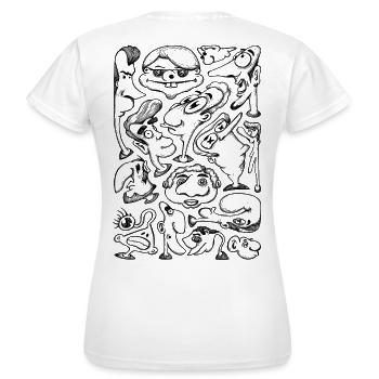 Cartoon Faces - T-shirt Femme - blanc - Dos - AI Model Female 172 dark (172cm)