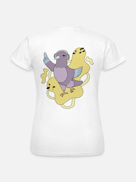 Taube Groove mit Kopfhörern - Frauen T-Shirt - Weiß