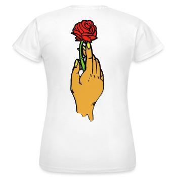 Rose tenue en art au trait gras - T-shirt Femme - blanc - Dos - AI Model Female 172 dark (172cm)