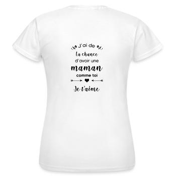 J ai de la chance maman - T-shirt Femme - blanc - Dos - AI Model Female 172 dark (172cm)