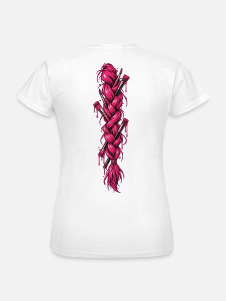 Pinker Zopf mit Pinsel - Frauen T-Shirt - Weiß
