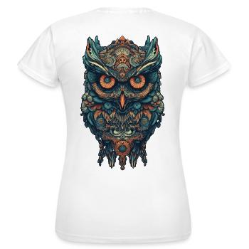Mythique hibou bohème aux motifs surréalistes - T-shirt Femme - blanc - Dos - AI Model Female 172 dark (172cm)