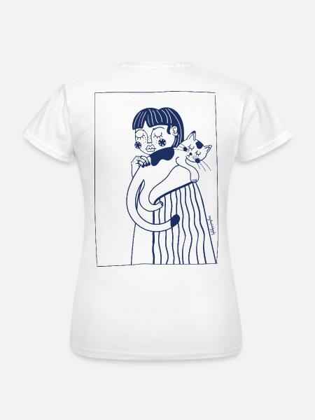 Mädchen mit einer Katze - Frauen T-Shirt - Weiß
