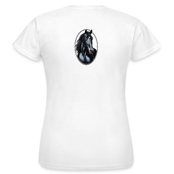Frites Friese Paard - Frison Cheval Frison - T-shirt Femme - blanc - Dos - AI Model Female 172 dark (172cm)