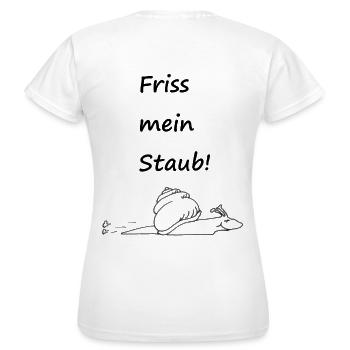Friss mein Staub - Frauen T-Shirt - Weiß - Hinten - AI Model Female 172 dark (172cm)