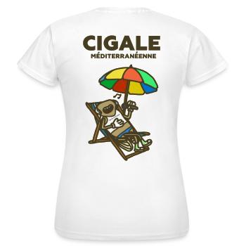 Cigale méditerranéenne - T-shirt Femme - blanc - Dos - AI Model Female 172 dark (172cm)