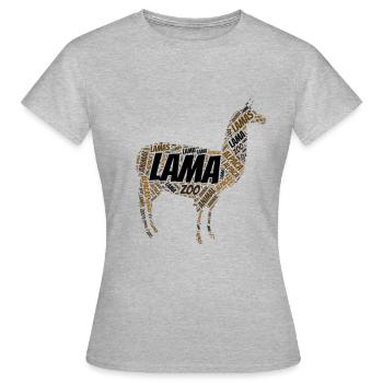 Lama Wordart - Frauen T-Shirt - Grau meliert - Vorne - AI Model Female 172 dark (172cm)