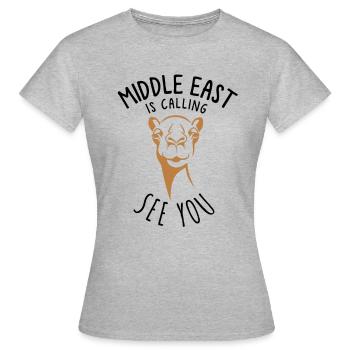 Le Moyen-Orient s’appelle - T-shirt Femme - gris chiné - Devant - AI Model Female 172 dark (172cm)