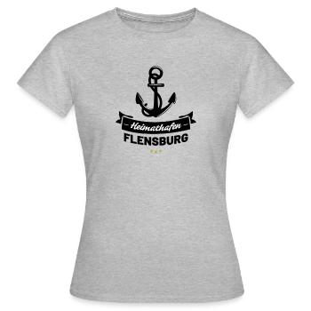 Heimathafen Flensburg - Frauen T-Shirt - Grau meliert - Vorne - AI Model Female 172 dark (172cm)