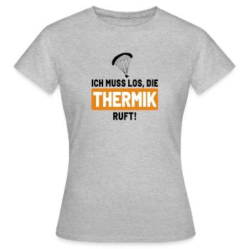 Ich muss los, die Thermik ruft - Frauen T-Shirt - Grau meliert - Vorne - AI Model Female 172 dark (172cm)