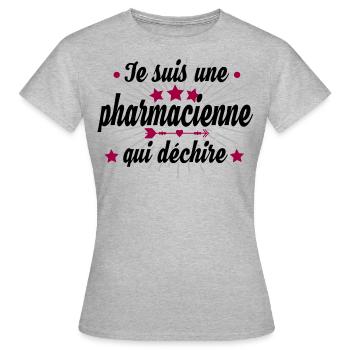 Pharmacienne Pharmacie Pharmacien Métier Humour - T-shirt Femme - gris chiné - Devant - AI Model Female 172 dark (172cm)