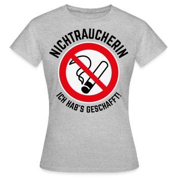 Nichtraucherin – Ich Hab’s Geschafft! (3C / B) - Frauen T-Shirt - Grau meliert - Vorne - AI Model Female 172 dark (172cm)