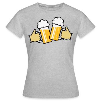 Les chopes à bière trinquent à la main ! (Bière / chopes à bière 4C) - T-shirt Femme - gris chiné - Devant - AI Model Female 172 dark (172cm)