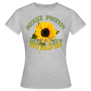 PENSÉES positives Tournesol - T-shirt Femme - gris chiné - Devant - AI Model Female 172 dark (172cm)